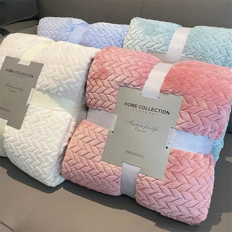 Couverture en laine velours corail
