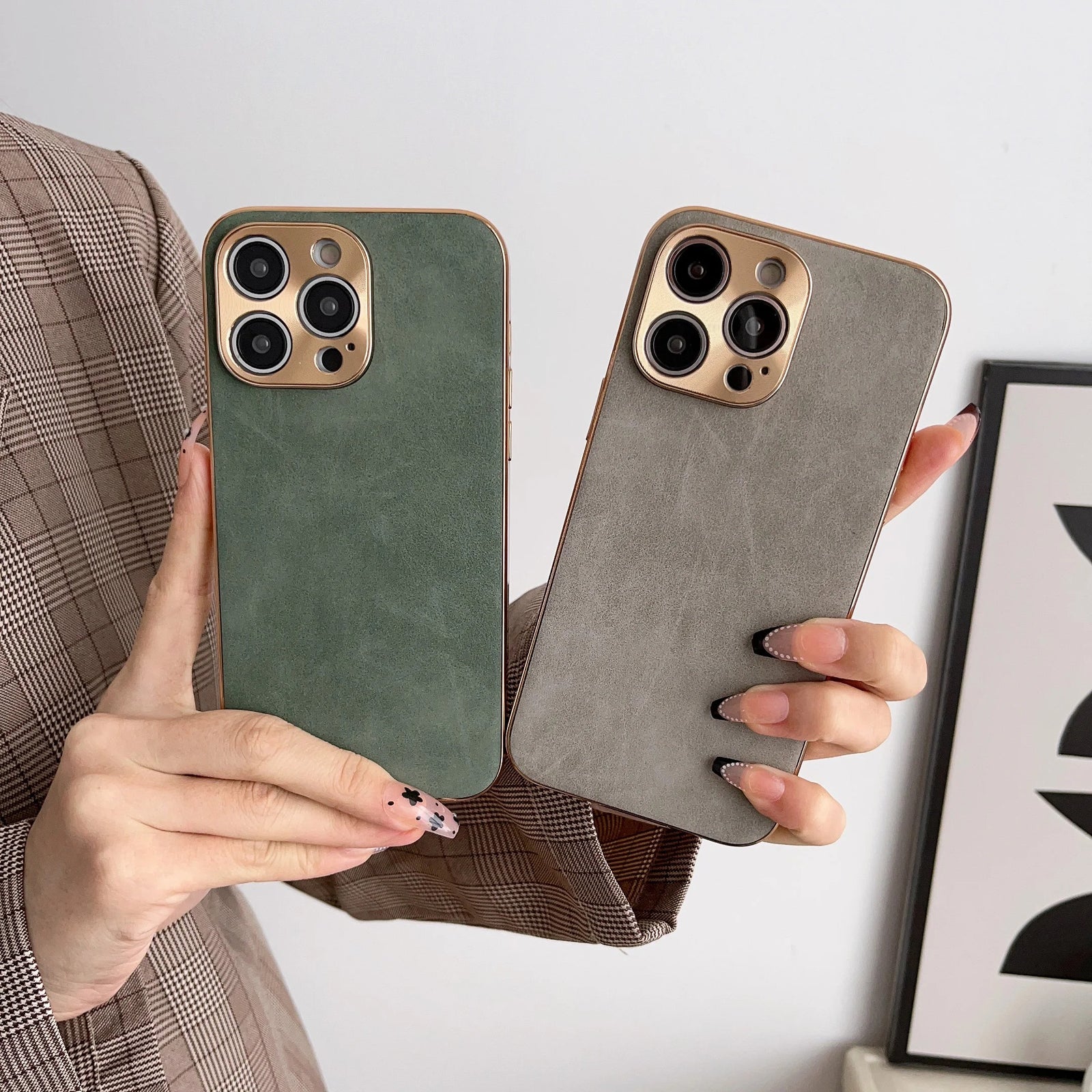 Étui de téléphone en cuir pour iPhone