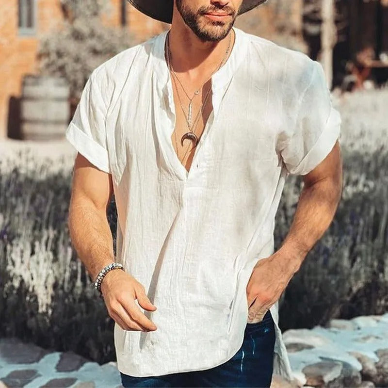 Chemises en coton et lin pour hommes