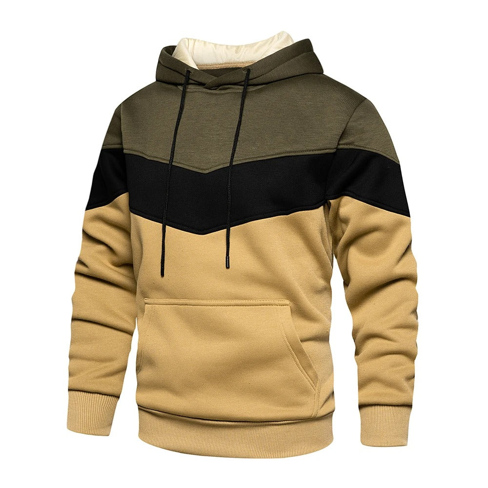 Sweat à capuche en polaire patchwork pour hommes