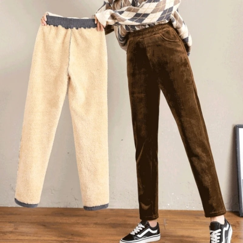 Pantalon chaud en velours côtelé pour femmes