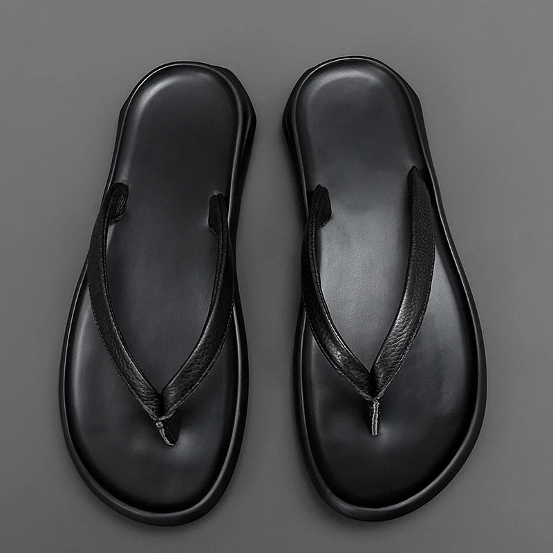 Pantoufles en cuir antidérapantes pour hommes