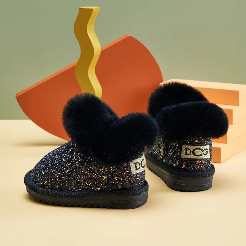 Bottes de neige chaudes en peluche à fond souple pour enfants