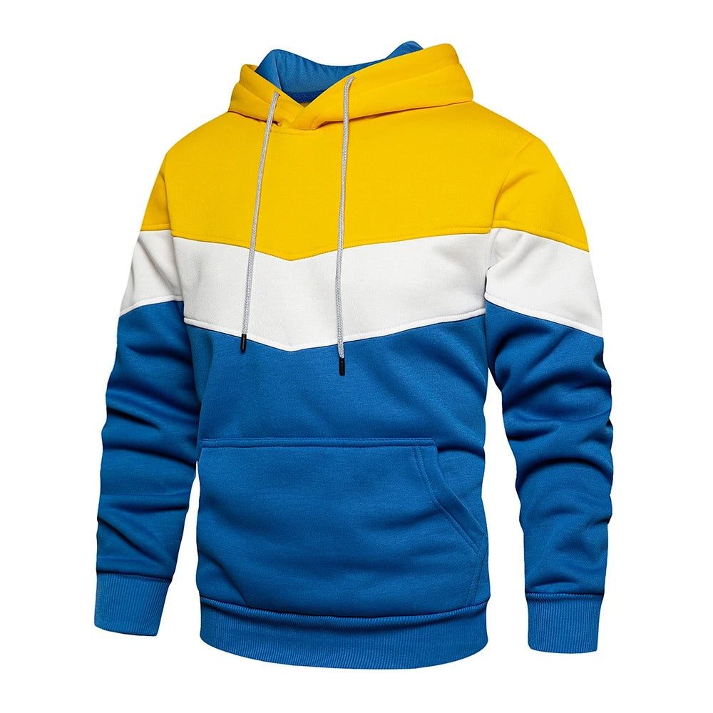 Sweat à capuche en polaire patchwork pour hommes