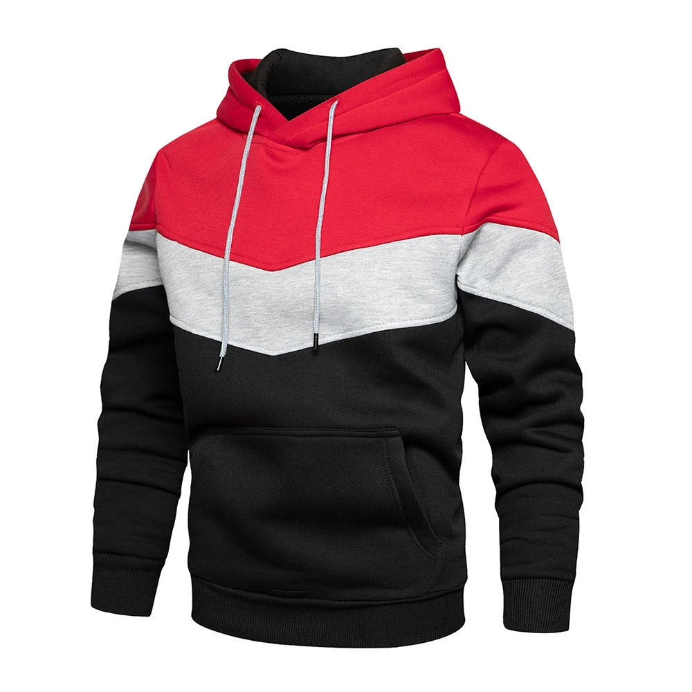 Sweat à capuche en polaire patchwork pour hommes