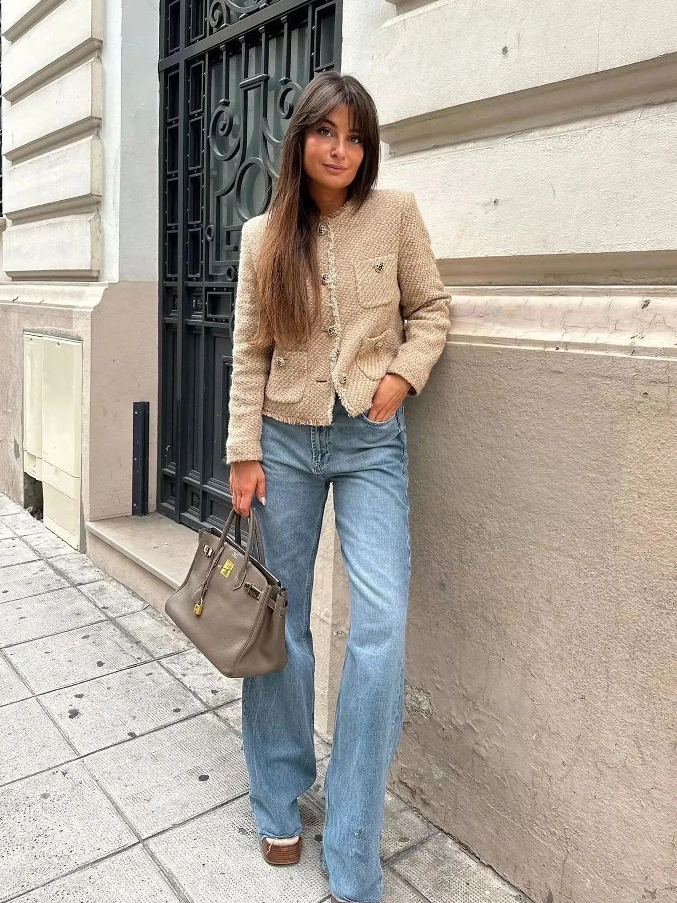 Veste courte en tweed pour femmes