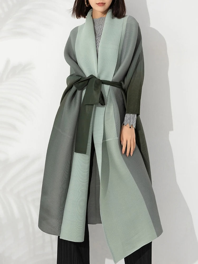 Trench-coat plissé dégradé pour femmes