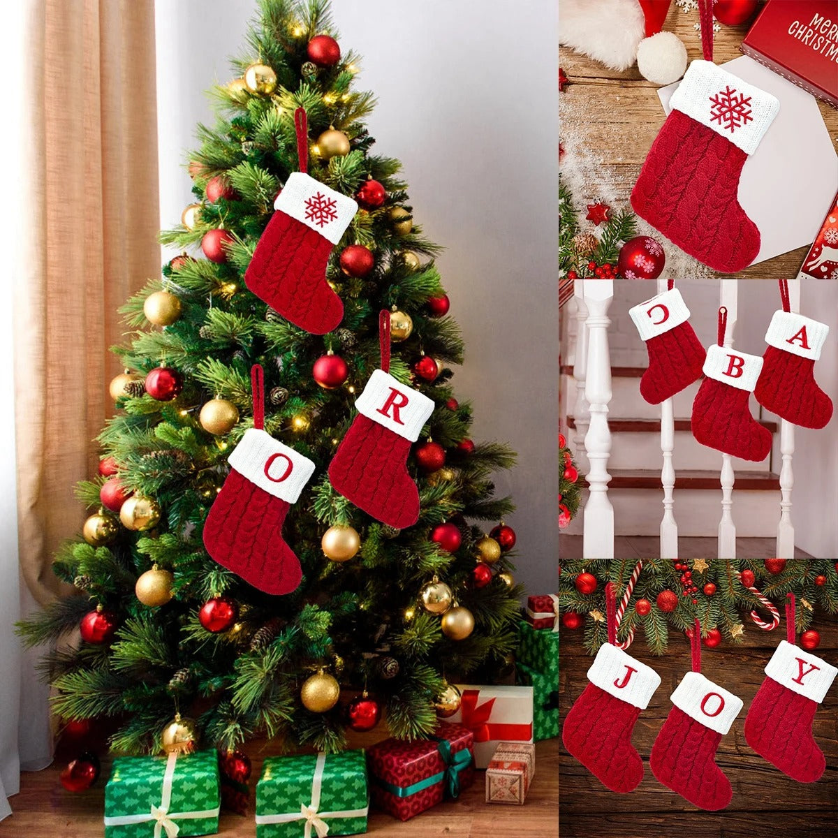 Chaussettes tricotées avec des lettres de Noël