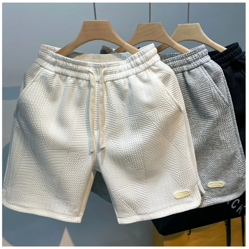 Short à cordon de serrage à motif ondulé pour hommes