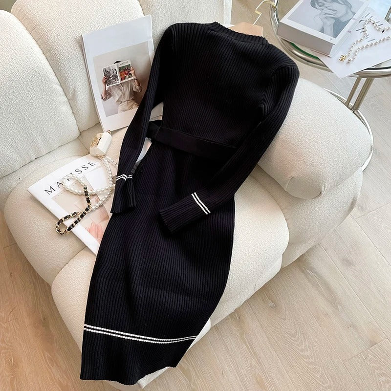 Robe en maille demi-boutonnée pour femmes