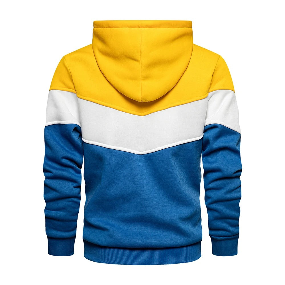 Sweat à capuche en polaire patchwork pour hommes