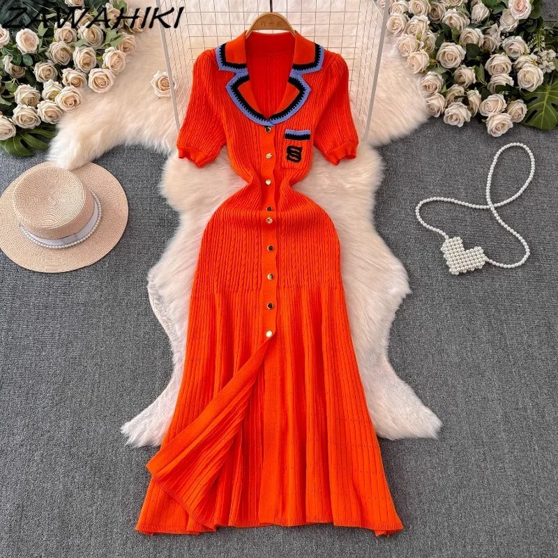 Robe chemise longue en tricot pour femmes