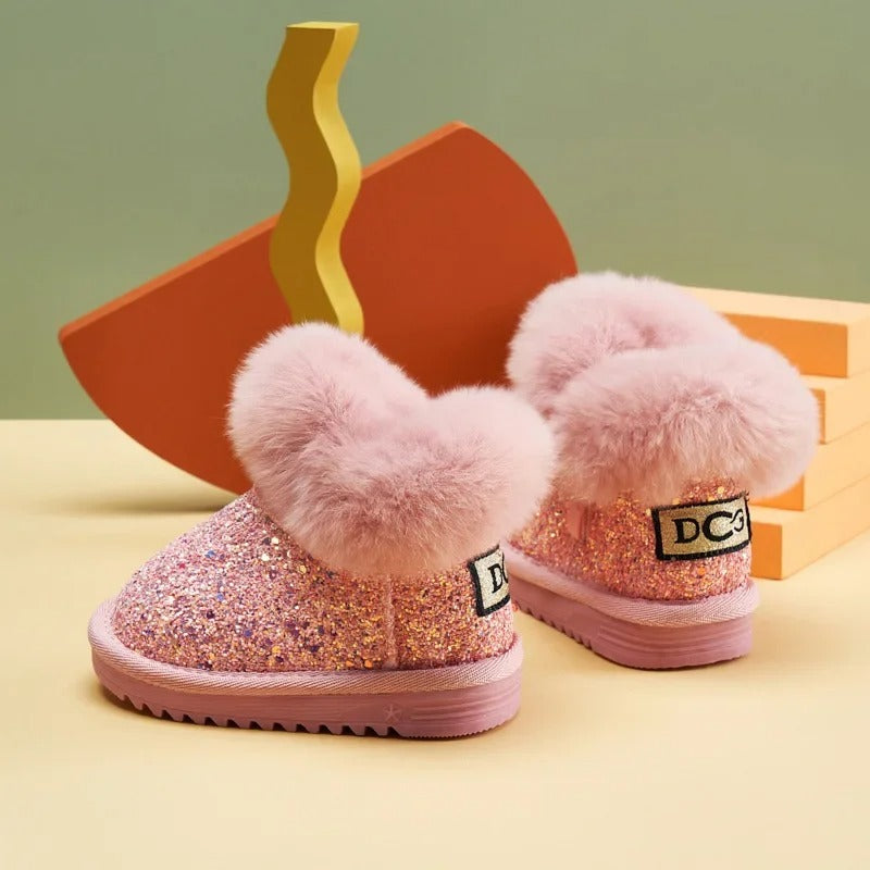 Bottes de neige chaudes en peluche à fond souple pour enfants