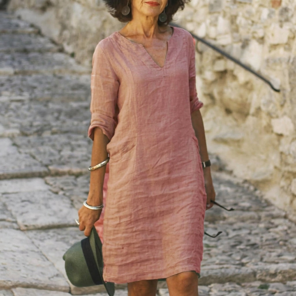 Robe Femme Décontractée Col en V Fluide
