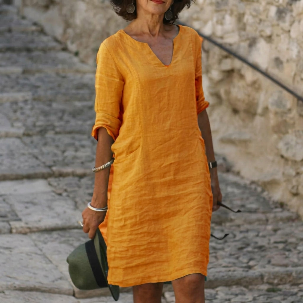 Robe Femme Décontractée Col en V Fluide