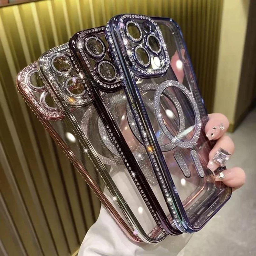 Étui de téléphone à diamants scintillants