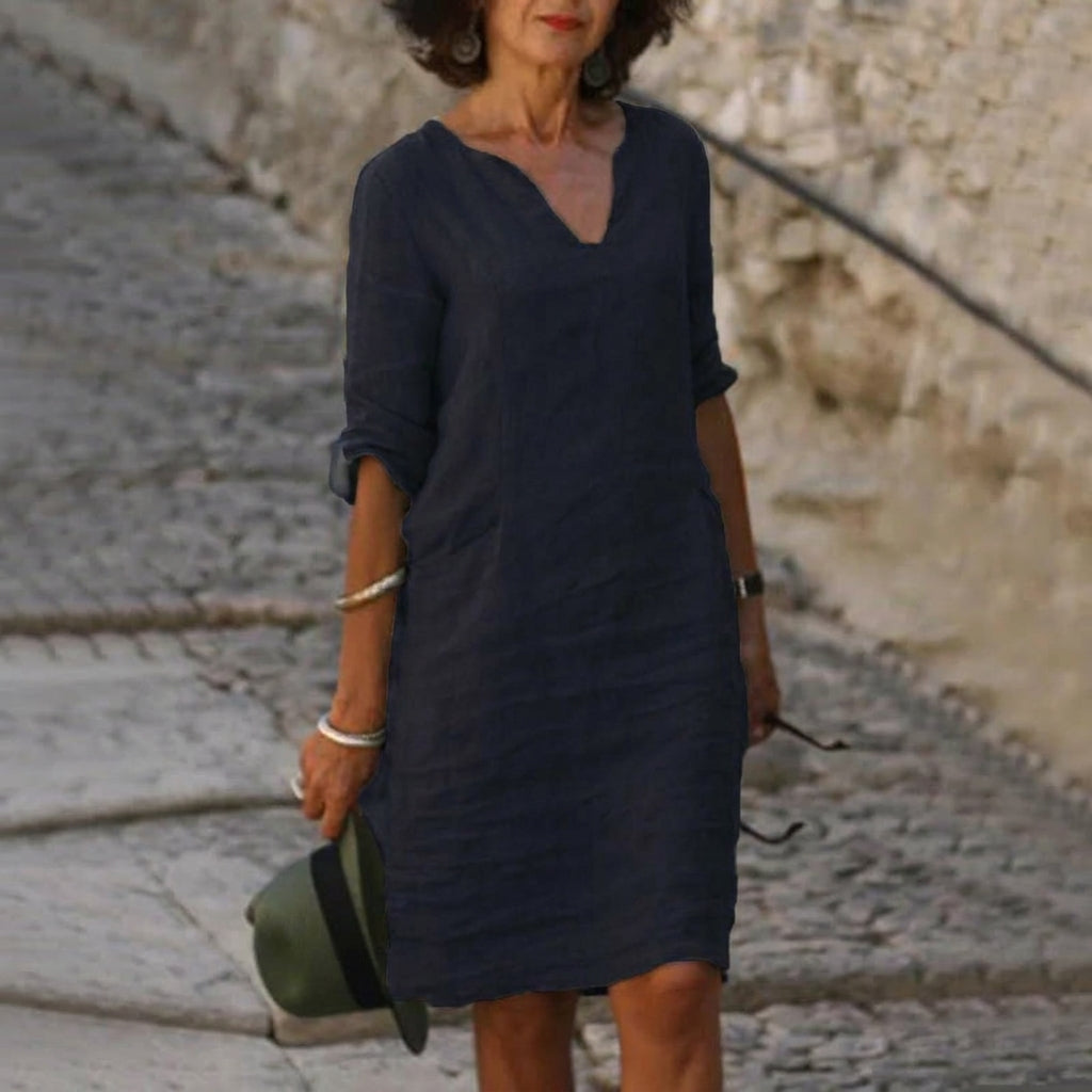 Robe Femme Décontractée Col en V Fluide