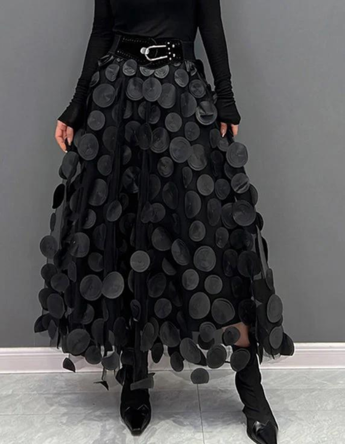 Jupe en maille de tulle à pois 3D pour femmes