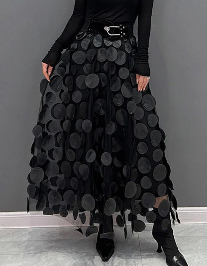 Jupe en maille de tulle à pois 3D pour femmes