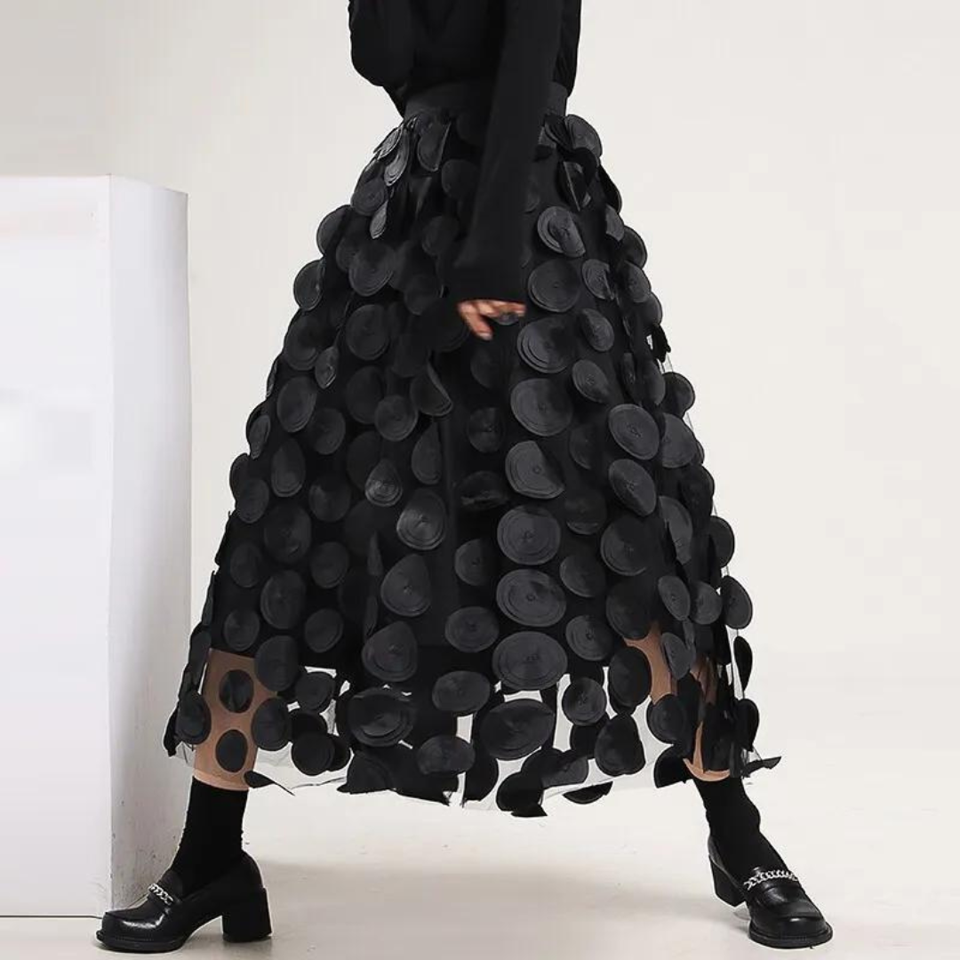 Jupe en maille de tulle à pois 3D pour femmes