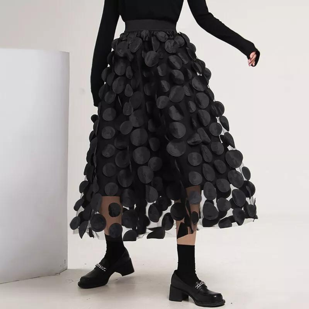 Jupe en maille de tulle à pois 3D pour femmes