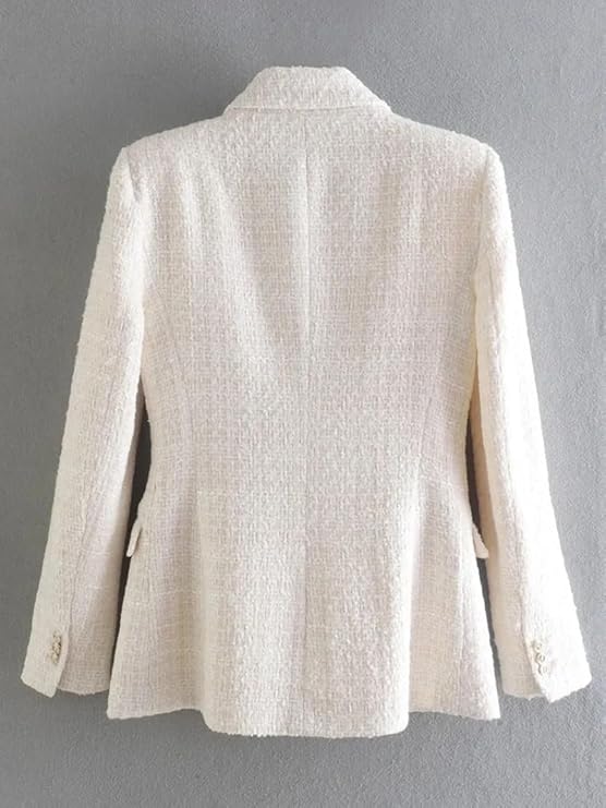 Blazer en tweed à double boutonnage pour femmes