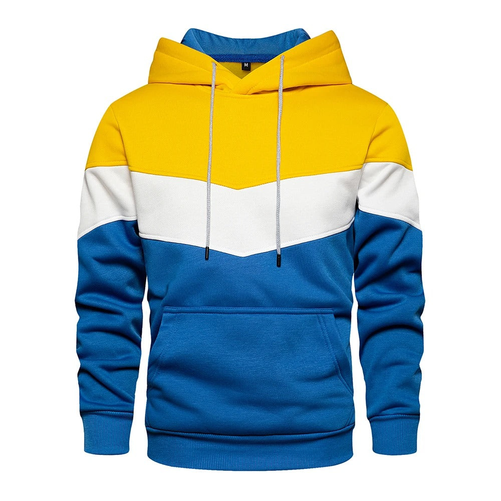 Sweat à capuche en polaire patchwork pour hommes