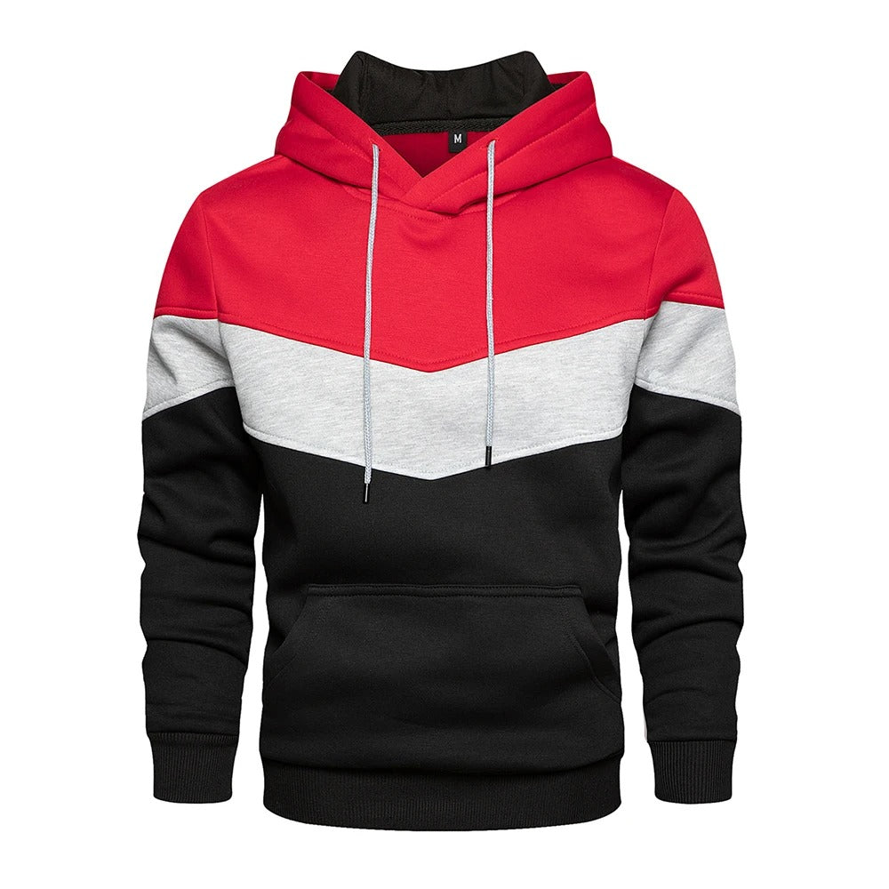 Sweat à capuche en polaire patchwork pour hommes