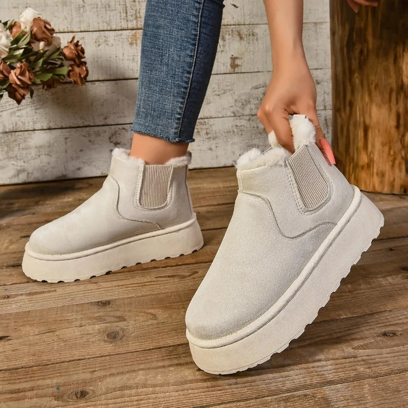 Bottines en peluche en fourrure pour femmes