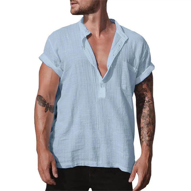 Chemises en coton et lin pour hommes