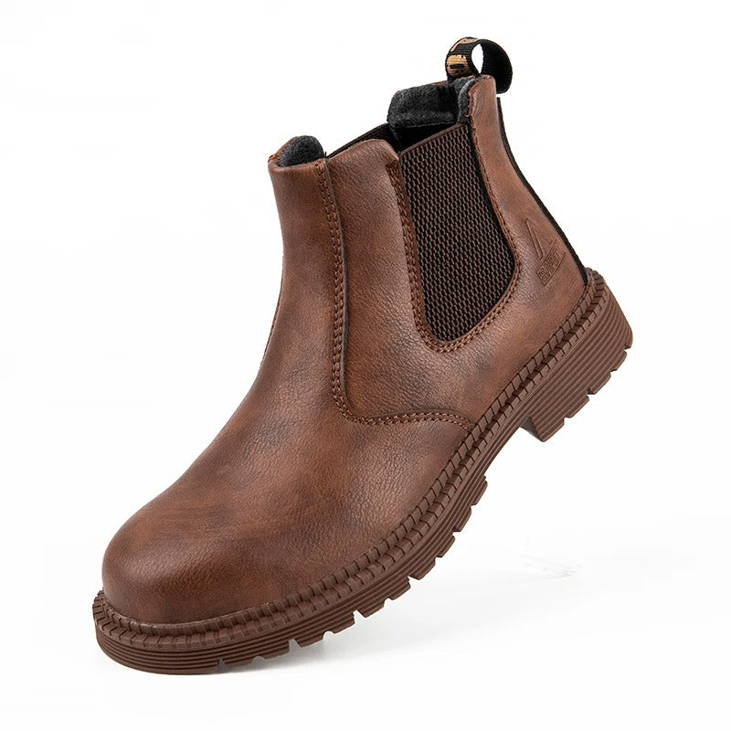Chaussures de travail en cuir de sécurité imperméables pour hommes