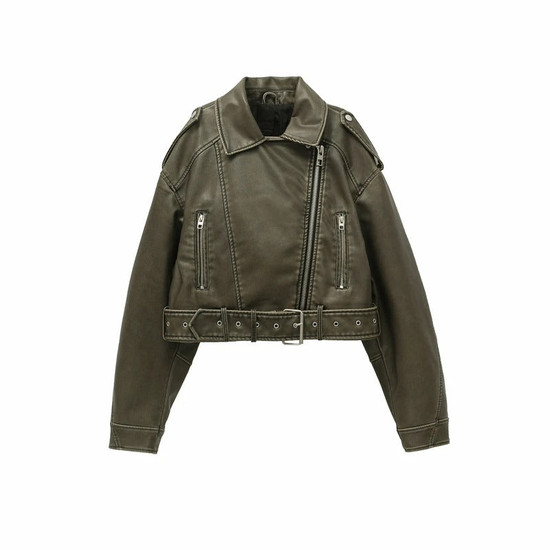 Veste en cuir vintage pour femme