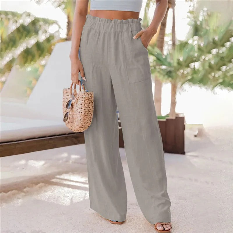 Pantalon large à volants pour femmes