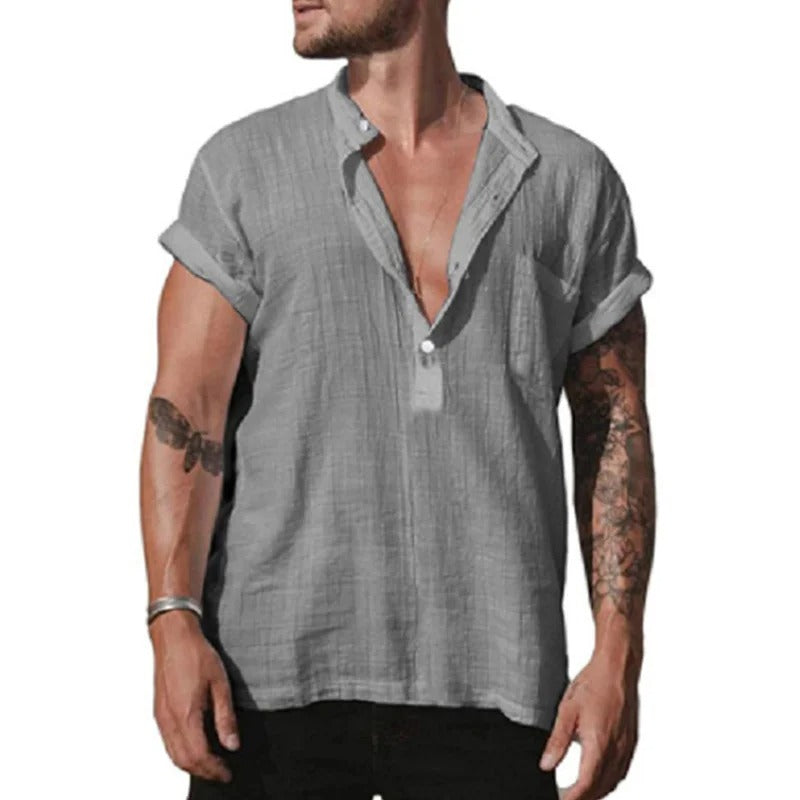 Chemises en coton et lin pour hommes