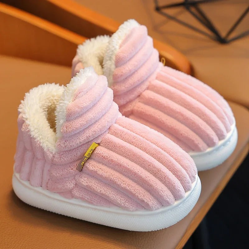 Chaussons en peluche antidérapants à semelle souple pour enfants