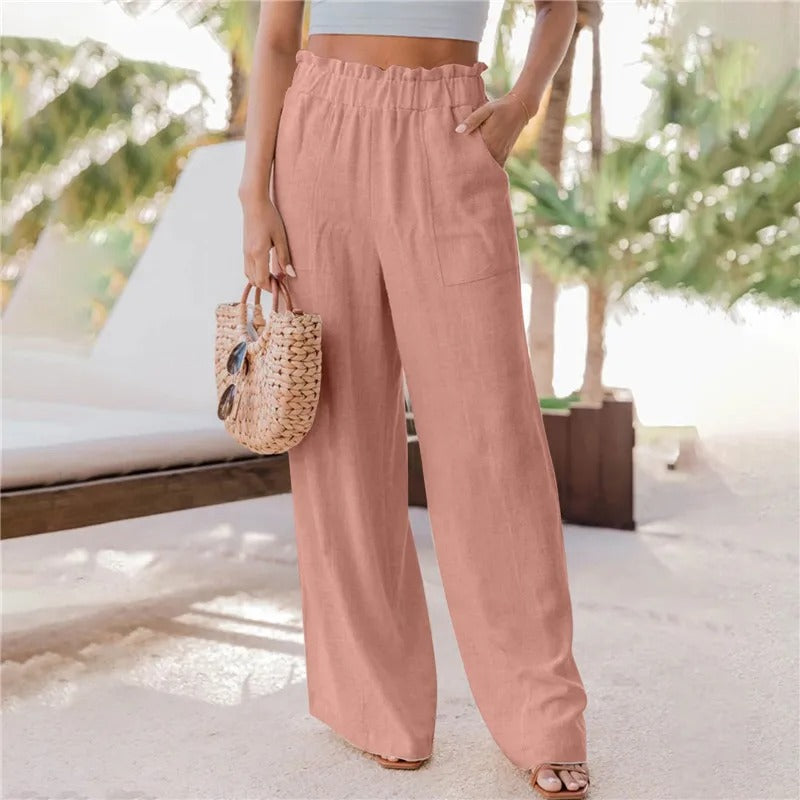 Pantalon large à volants pour femmes