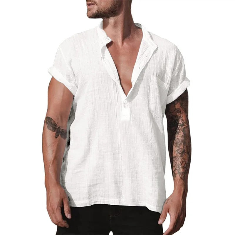 Chemises en coton et lin pour hommes