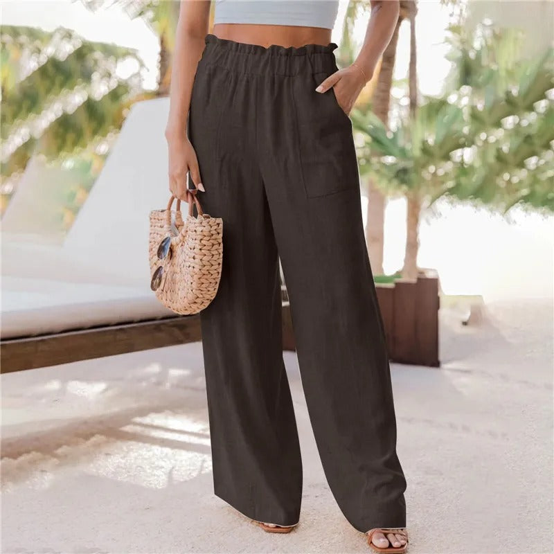 Pantalon large à volants pour femmes