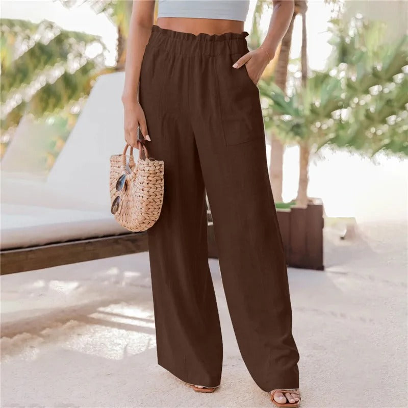 Pantalon large à volants pour femmes