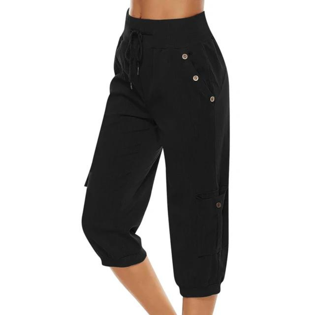 Pantalon court à taille élastique pour femmes