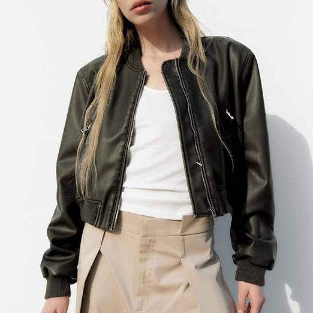 Veste de moto zippée pour femmes
