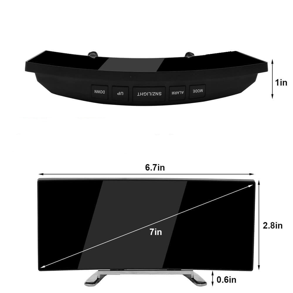 Réveil numérique à LED incurvé