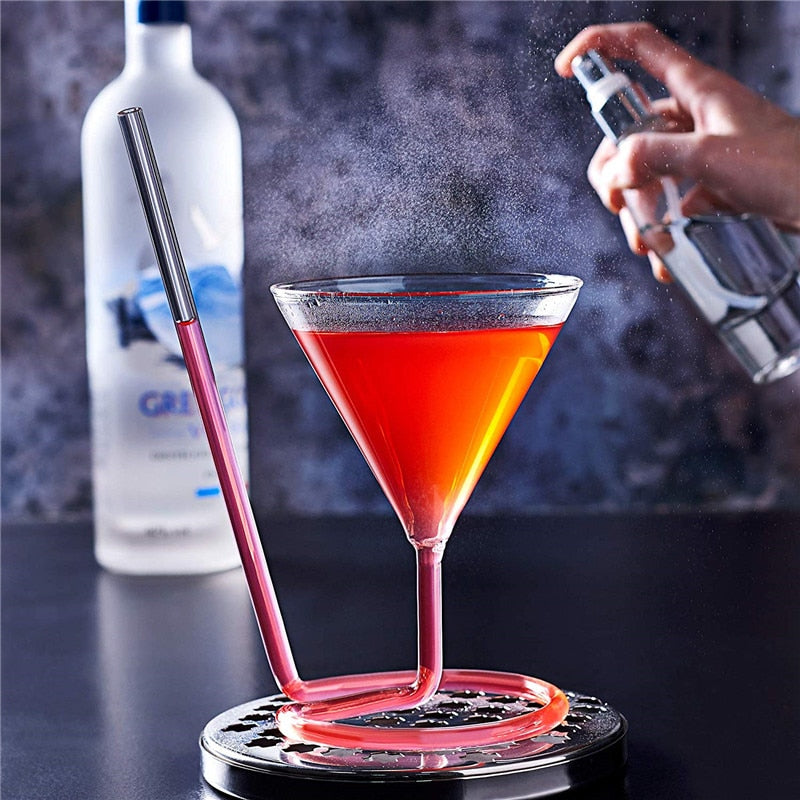 Verre à cocktail à paille en spirale