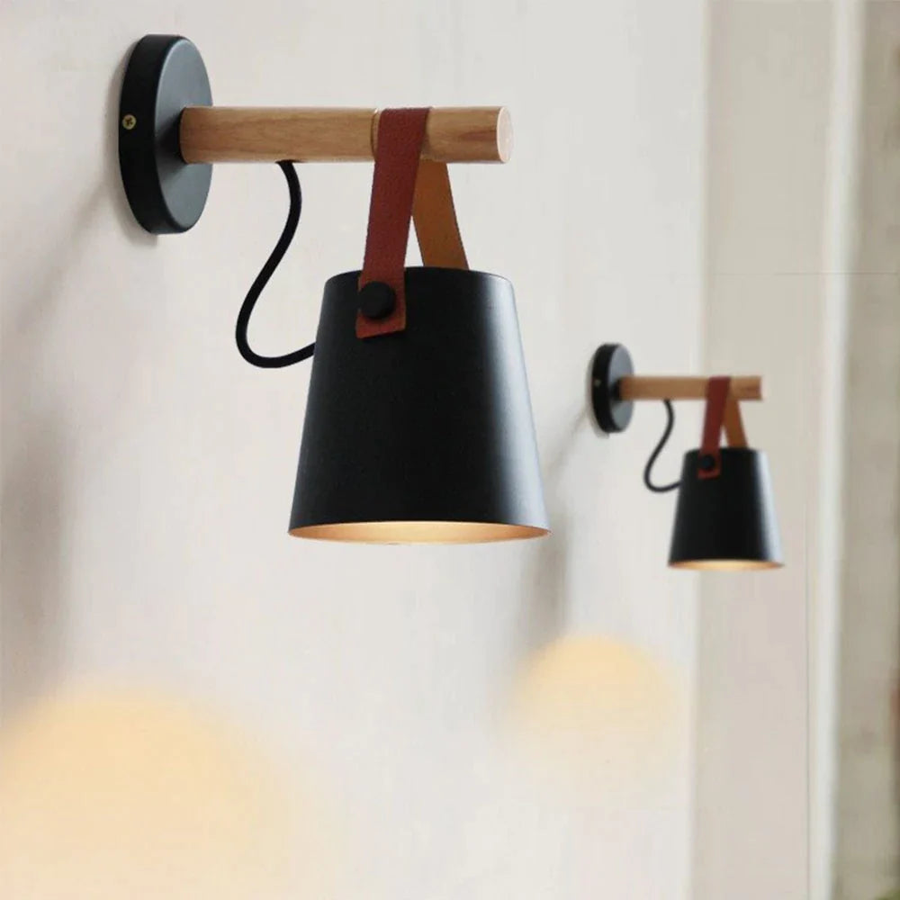 Lampe murale nordique en bois
