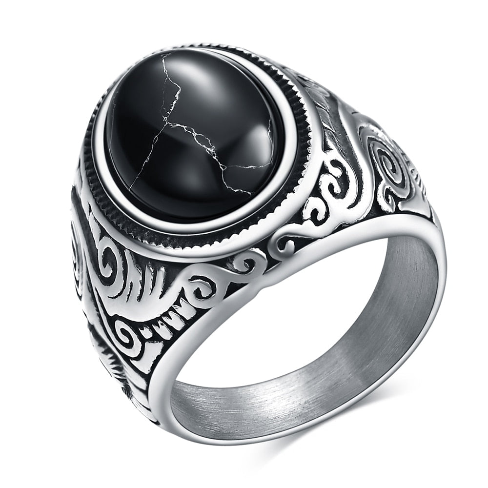 Bague vintage pour homme en pierre de turquoise