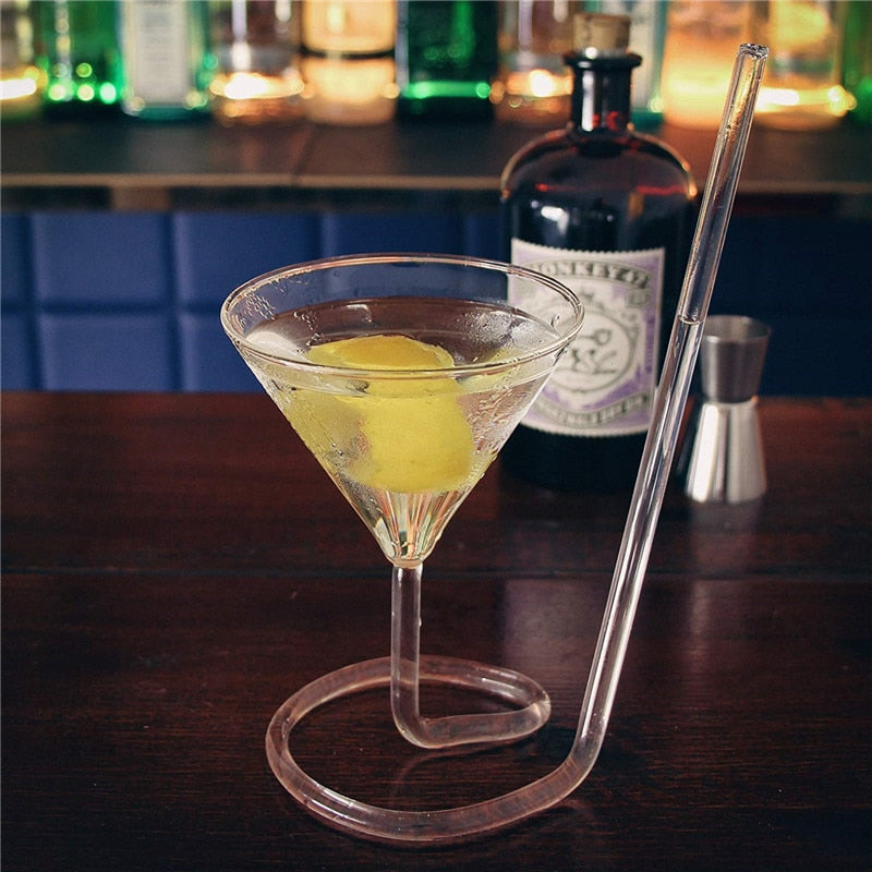 Verre à cocktail à paille en spirale