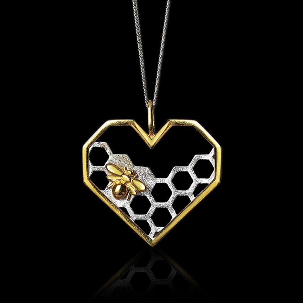 Collier à cœur en nid d'abeille