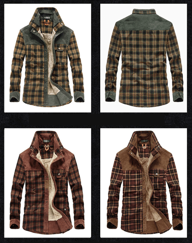 Veste d'hiver en flanelle à carreaux